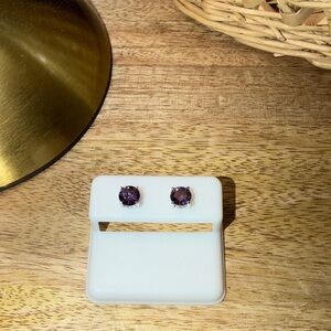 6mm Purple Amethyst Cz Stud Earrings in 925 sterling silver